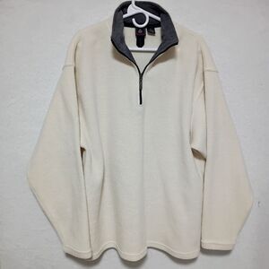 Vintage Foot Locker 90's Quarter Zip Pullover Sweater Mens XL Fleece Ivory